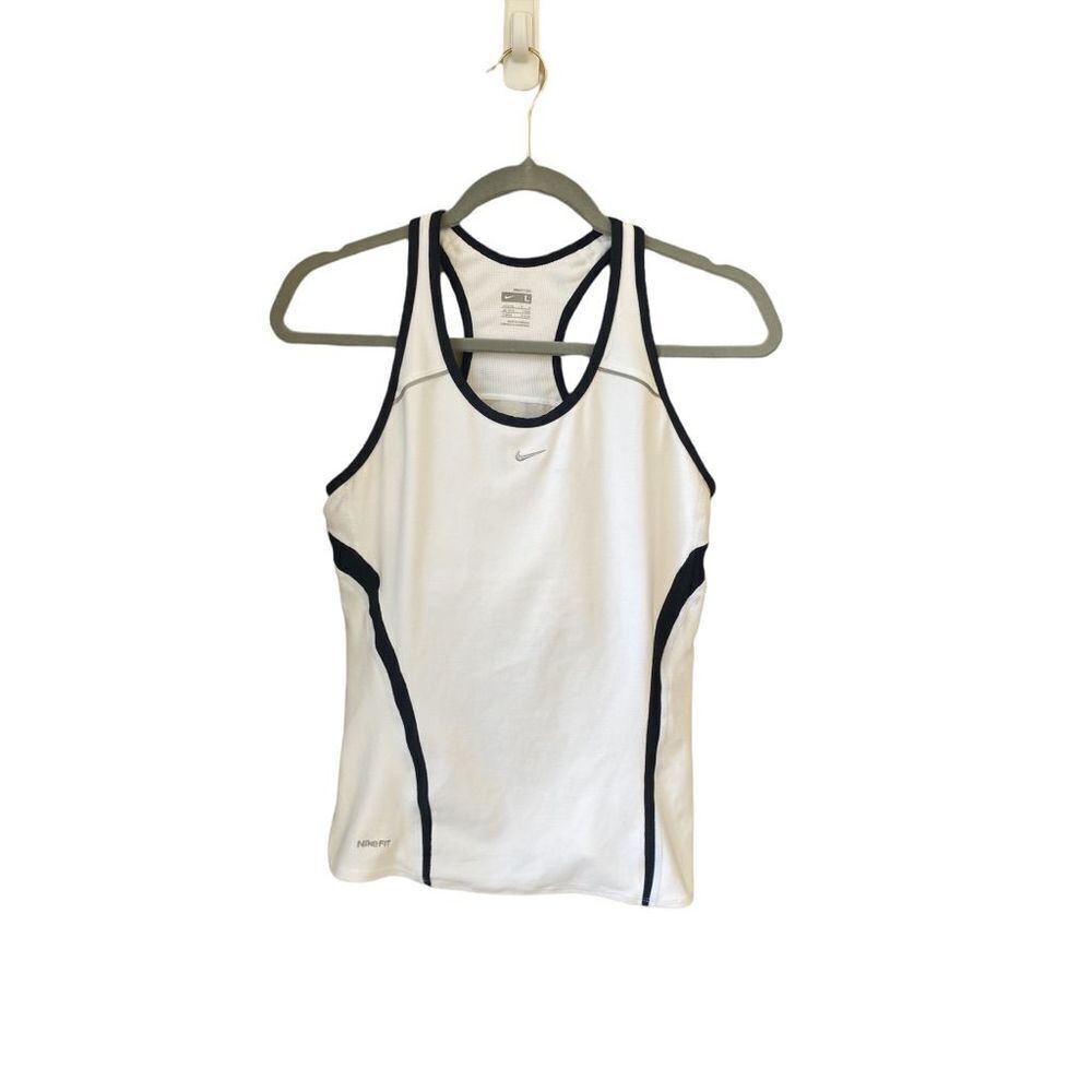 Nike Fit Dry white and navy size tank fitted womens 19/12 large
